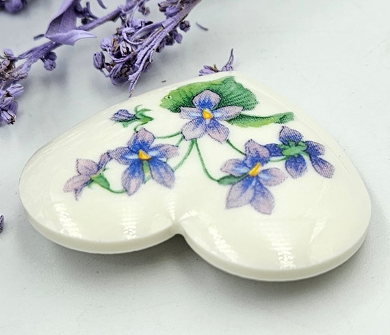 Vintage Avon Porcelain Heart With Purple Violet /… - image 4