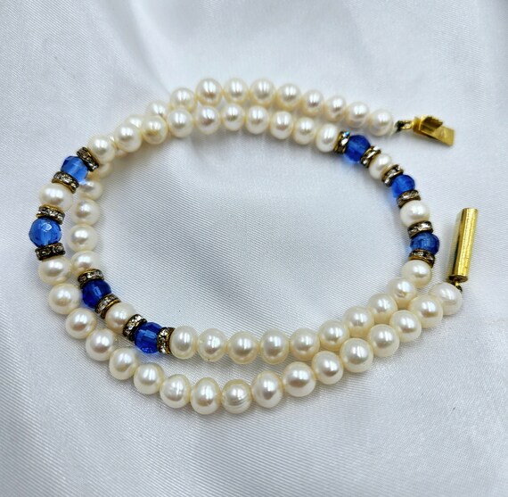 Vintage Fresh Water Pearl Collar Necklace Faceted… - image 4