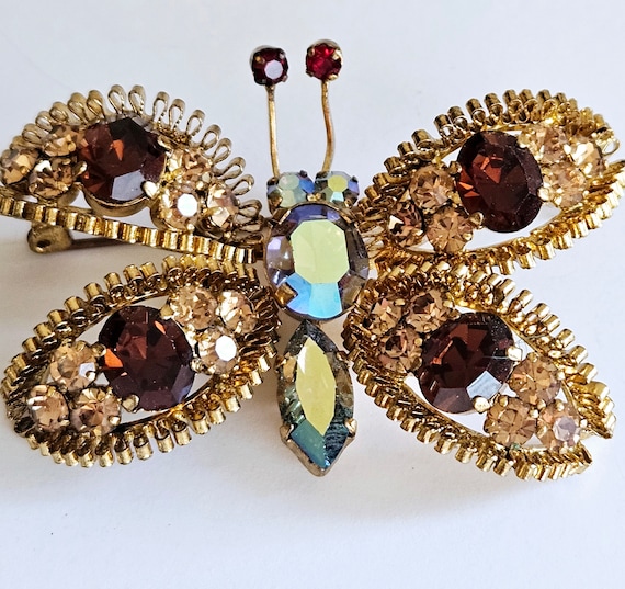 Vintage Austria gold plated Butterfly Brooch, Aus… - image 3