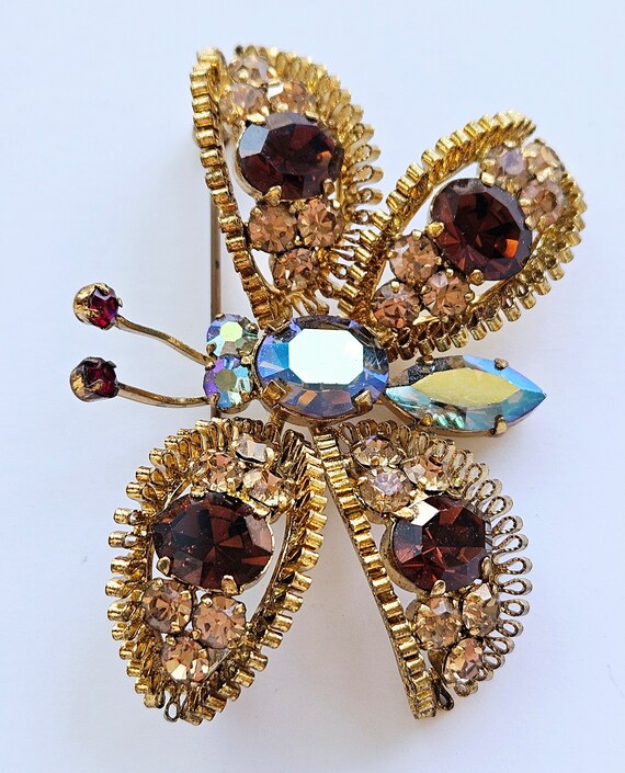 Vintage Austria gold plated Butterfly Brooch, Aus… - image 4