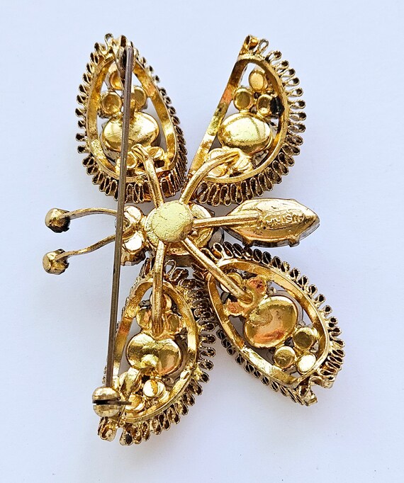 Vintage Austria gold plated Butterfly Brooch, Aus… - image 8