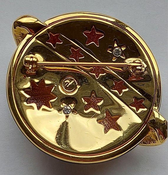 Swarovski Guilloche Enamel Celestial Brooch, Vint… - image 8