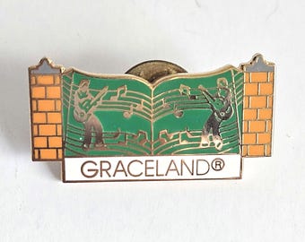 Vintage Elvis Presley Iconic Graceland Gates, Cloisonné Enamel Lapel Pin. Collectible