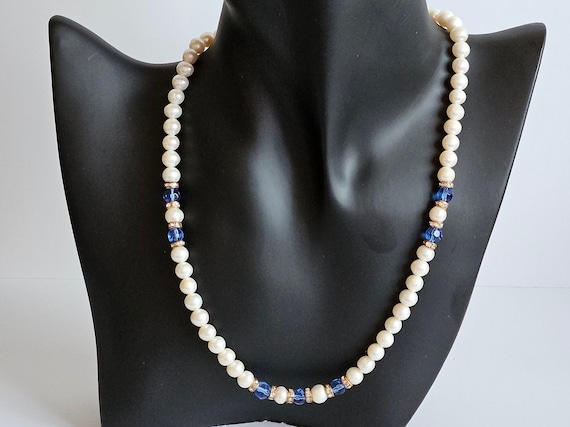 Vintage Fresh Water Pearl Collar Necklace Faceted… - image 1
