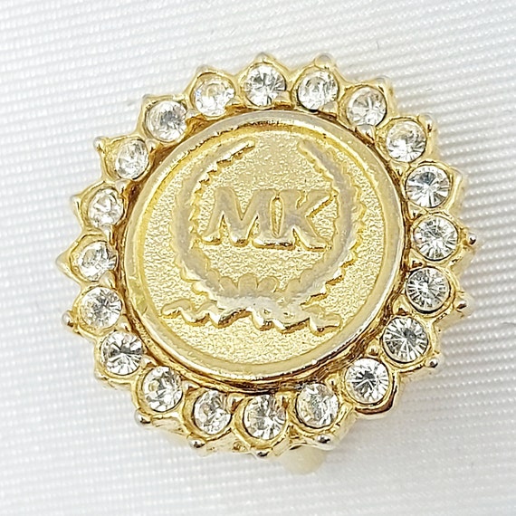 Michael Kors Gold Tone Coin Earrings, Pavé Rhines… - image 3