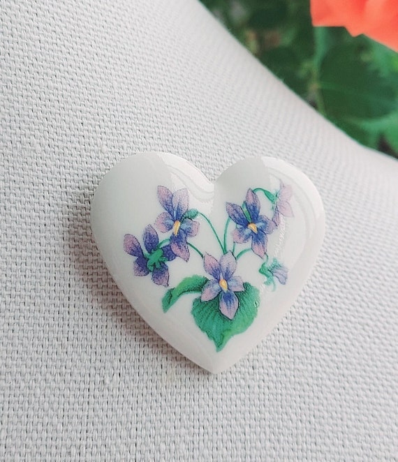 Vintage Avon Porcelain Heart With Purple Violet /… - image 5