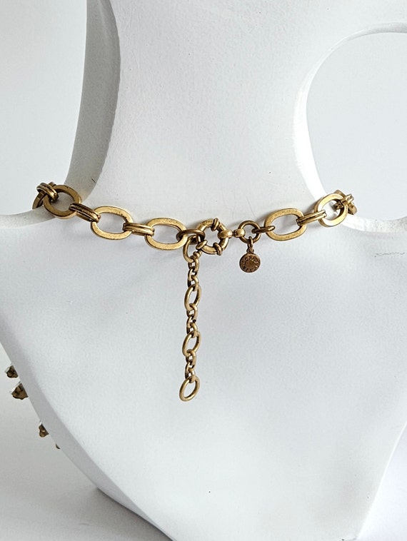 Vintage J. Crew Crystal Rhinestone Brass Necklace… - image 6