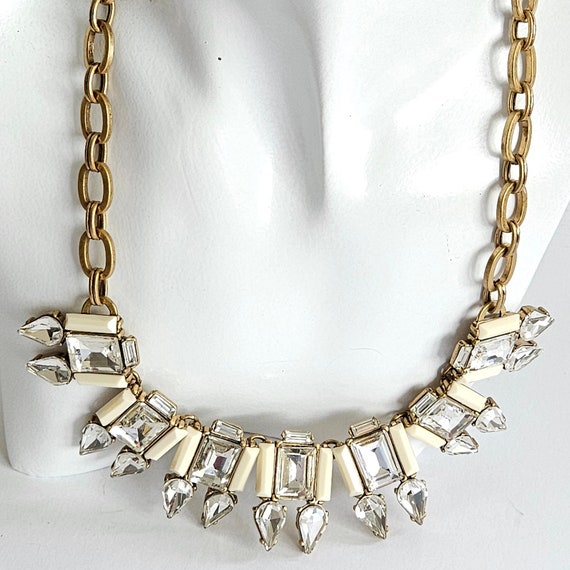 Vintage J. Crew Crystal Rhinestone Brass Necklace… - image 5