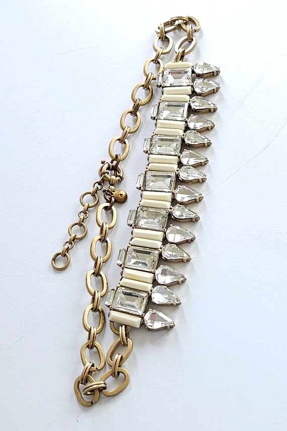 Vintage J. Crew Crystal Rhinestone Brass Necklace… - image 7