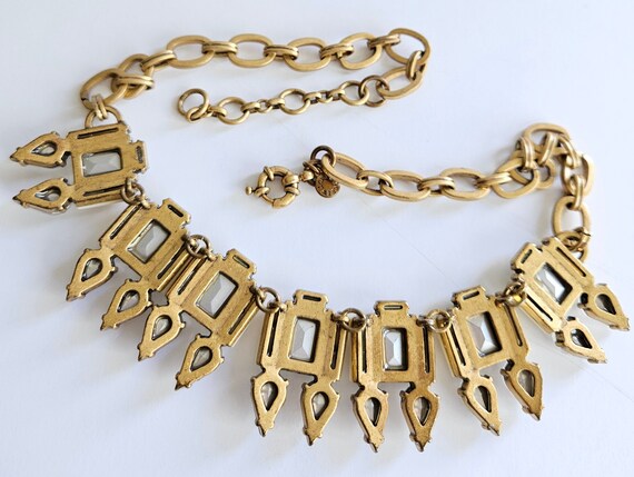 Vintage J. Crew Crystal Rhinestone Brass Necklace… - image 8