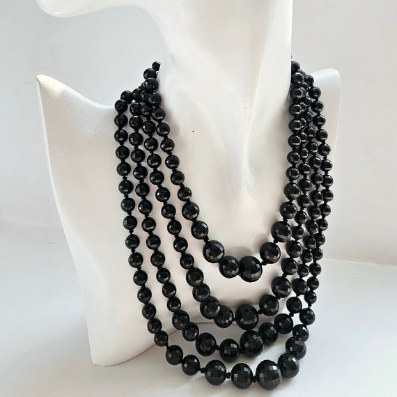 Vintage W GERMANY Black Multifaceted Resin Beads,… - image 2