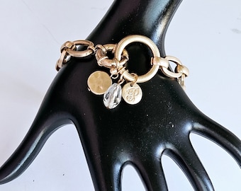 Bracelet à breloques vintage doré : maillons torsadés ovales, 20 cm (20 cm)