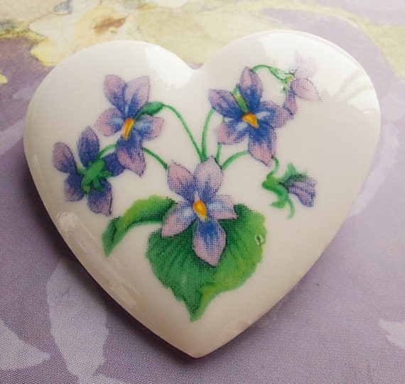 Vintage Avon Porcelain Heart With Purple Violet /… - image 6