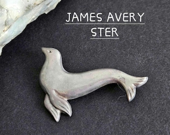 RARE FIND   Vintage James Avery Sterling Silver Sea Lion Brooch - Retired Design 1995, Circa 1988, Highly Collectible