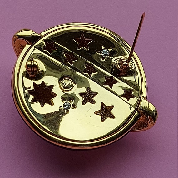 Swarovski Guilloche Enamel Celestial Brooch, Vint… - image 7