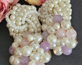TWO PAIRS Vintage 1980s Faux Pearl Clip-Ons, Unsigned.