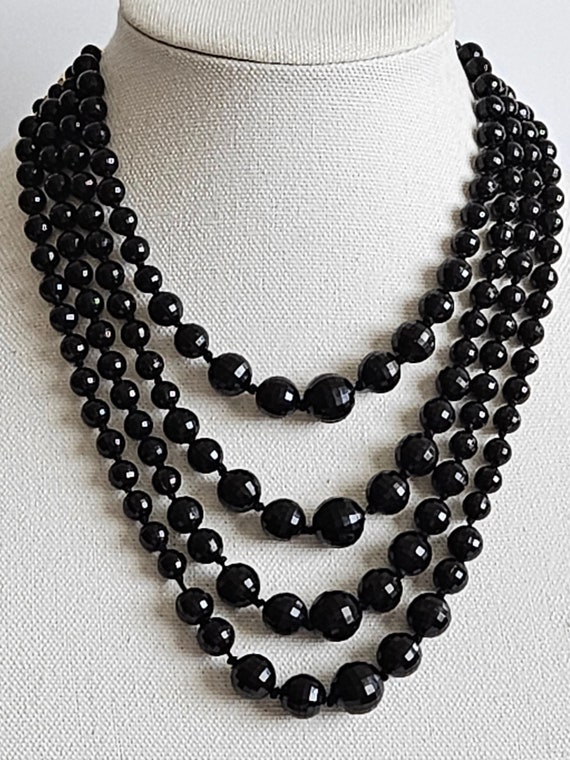 Vintage W GERMANY Black Multifaceted Resin Beads,… - image 7
