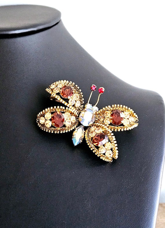 Vintage Austria gold plated Butterfly Brooch, Aus… - image 2