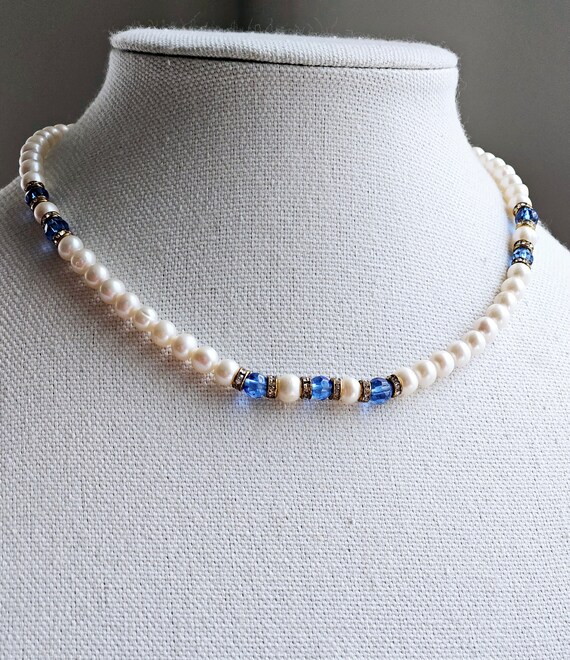Vintage Fresh Water Pearl Collar Necklace Faceted… - image 3