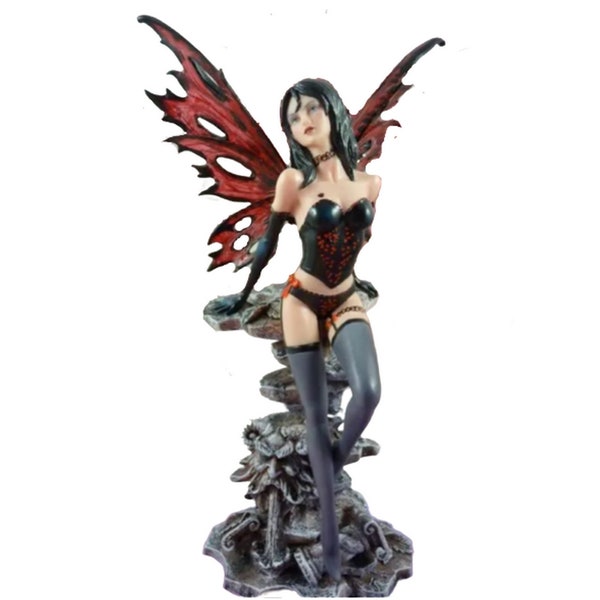 Figurine de fée sexy rouge et noire