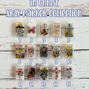 May include: Fifteen different square ceramic tiles with various Christian-themed images and text. The tiles are arranged in five rows of three. The tiles are white with a glossy finish. The text on the tiles includes phrases such as "Jesus Loves You", "Faith Over Fear", and "My Redeemer Lives".