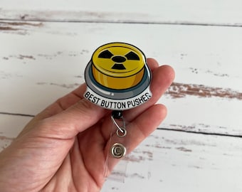 Best Button Pusher Badge Reel