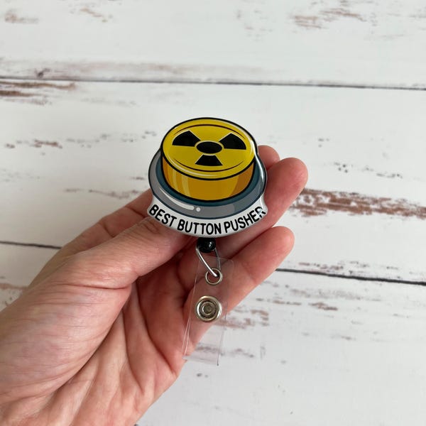 Best Button Pusher Badge Reel