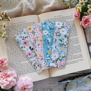 PRETTY PASTEL FLORAL Bookmark Collection 2 | Floral Double-Sided Laminated Bookmarks with Optional Tassel