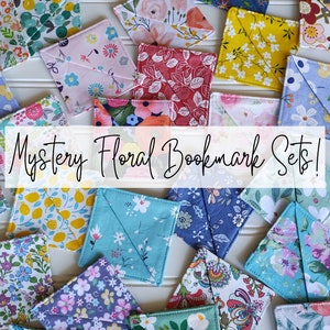 MYSTERY FLORAL Fabric Corner Bookmarks--Gift for Her, Gift for Mom, Mother&#39;s Day, Teacher, Reader, Book Lover, Garden, Cottagecore