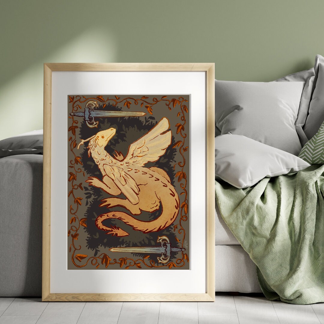 Dragon Wall Art, Fantasy Printable Illustration - Etsy