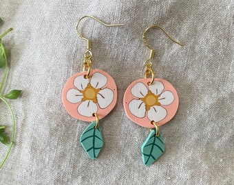 Cane Flower & leaf earring