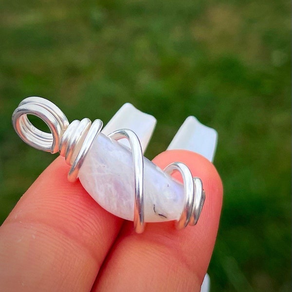 Gorgeous Rainbow Moonstone Crystal Pendant | Intuition | Clairvoyance | Goddess Stone | Aura Cleansing | Sterling Silver |