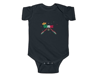 Baby Gomez Mexican | Spanish Name with Mexico Flag Infant Fine Jersey Bodysuit