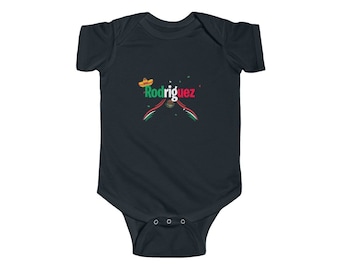 Baby Rodriguez Mexican | Spanish Name with Mexico Flag Infant Fine Jersey Bodysuit