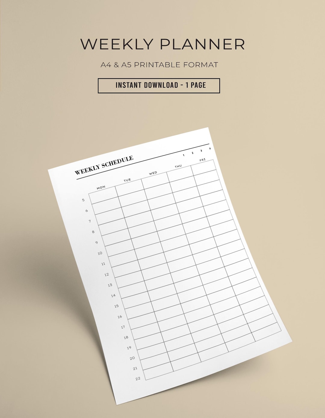 Weekly Schedule Template Printable Weekly Planner Minimalist Weekly ...