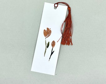 Marcador de página de tulipa pintado à mão, arte floral em aquarela
