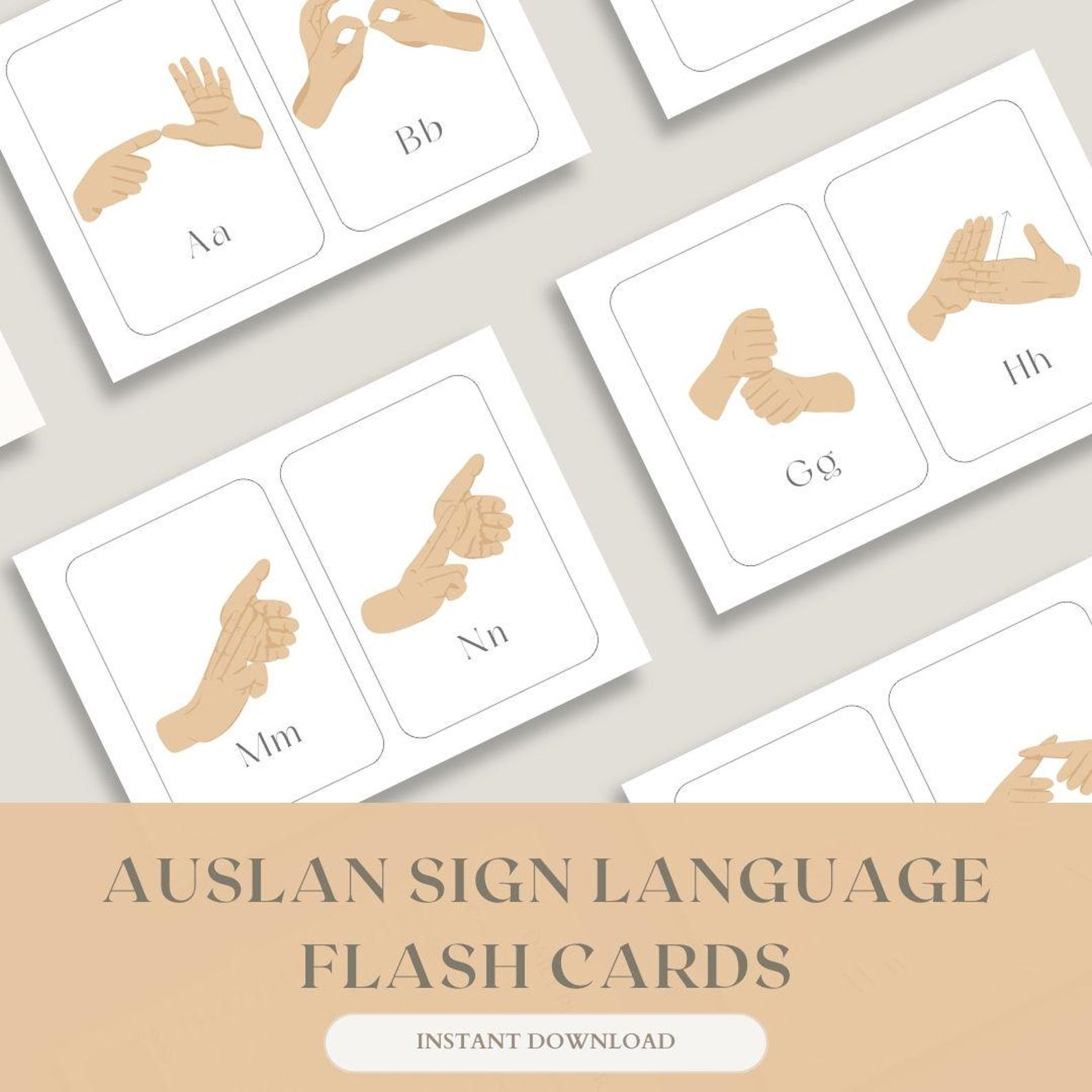 AUSLAN Alphabet Flash Cards | Educational Printable (digital Download