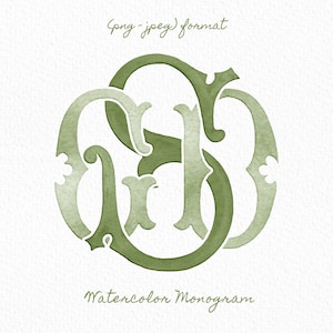 Custom Three Monogram Initial Letters, Three Monogram for Crest Design, Wedding Monogram, Wedding Logo, Custom Watercolor Wedding Crest