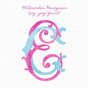 Custom Monogram Initial Letters, Monogram for Crest Design, Wedding Monogram, Wedding Logo, Custom Watercolor Wedding Crest