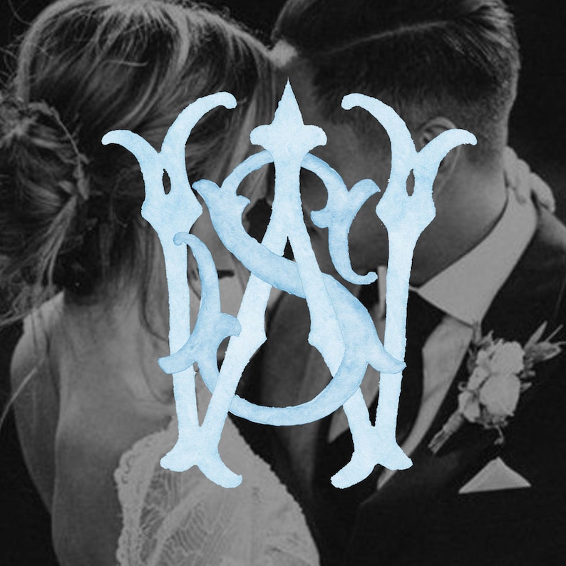 Custom Three Monogram Initial Letters, Three Two Monogram for Crest ...
