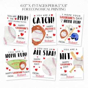 Béisbol para San Valentín - Imprimible - Tarjetas de San Valentín para niños - Descarga instantánea - Deportes - Escuela - San Valentín para clases - Descarga digital
