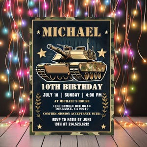 Editable Military Party Invitations, Army Birthday Invitation, Soldier Birthday Invitation, Military Invite, Invitation Template,