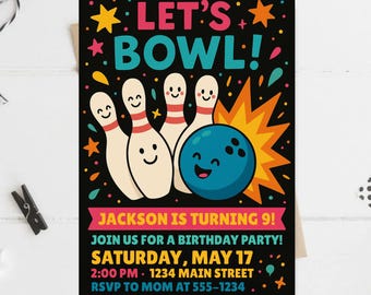 Custom Bowling Birthday Invitation – Digital Party Invite (5x7 inches)