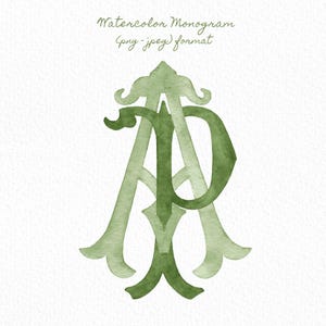 Custom Monogram Initial Letters, Monogram for Crest Design, Wedding Monogram, Wedding Logo, Custom Watercolor Wedding Crest