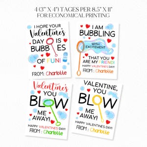 Bubbles Gift Tag, Valentine&#39;s Day is Bubbles of Fun Bubbles Tag Kids Classroom Preschool Student From Teacher Staff Printable Valentine Tag