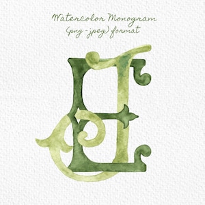 Custom Monogram Initial Letters, Monogram for Crest Design, Wedding Monogram, Wedding Logo, Custom Watercolor Wedding Crest