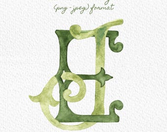 Custom Monogram Initial Letters, Monogram for Crest Design, Wedding Monogram, Wedding Logo, Custom Watercolor Wedding Crest