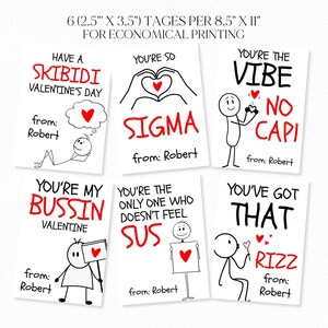 Funny Printable Classroom Valentine, Slang Kids Valentine&#39;s Day Cards, Teen Tween School Valentines, Boys Valentines, Funny Valentine Card