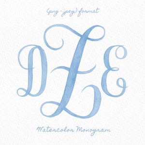 Custom Three Monogram Initial Letters, Three Monogram for Crest Design, Wedding Monogram, Wedding Logo, Custom Watercolor Wedding Crest