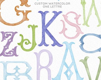 Custom Monogram One Letter, Monogram for Crest Design, Wedding Monogram, Wedding Logo, Custom Watercolor Wedding Crest